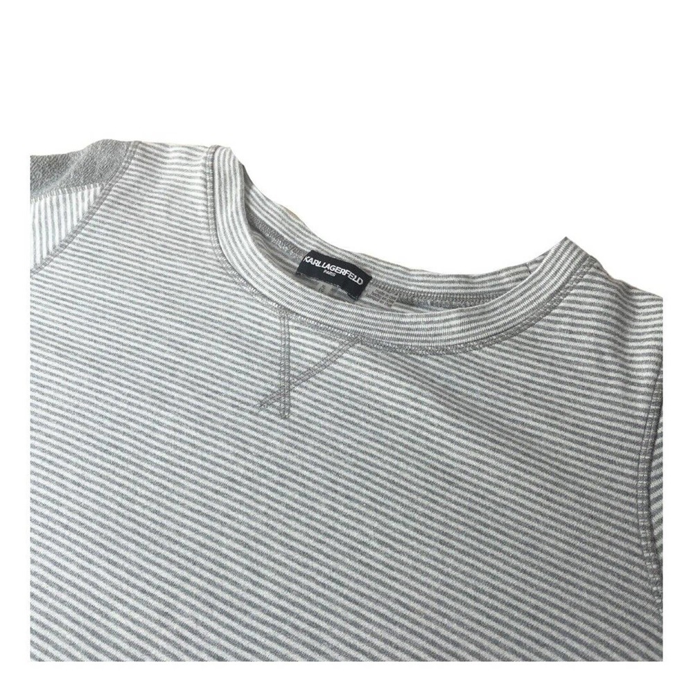 🪻Karl Lagerfeld Striped Grey Cropped Sweatshirt Size XL